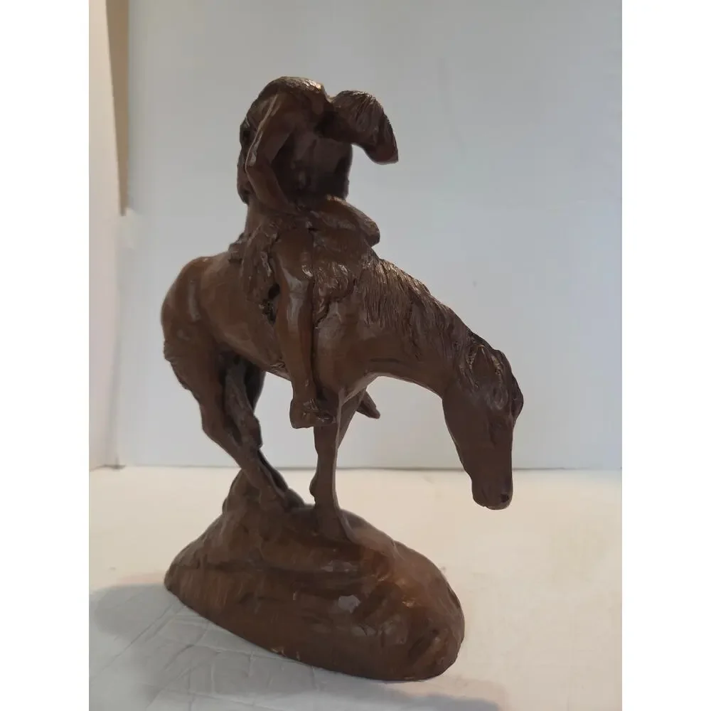 Vintage 1989 Red Mill Mfg End of the Trail Native American Horse Statue Decor